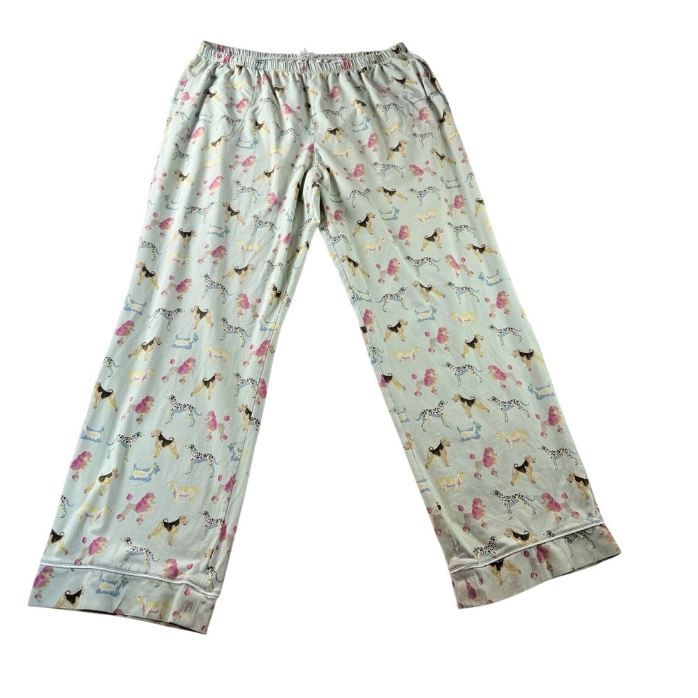 BedHead Women's PJs Green Dog Print Pajama Pants Size XL Cozy Cotton